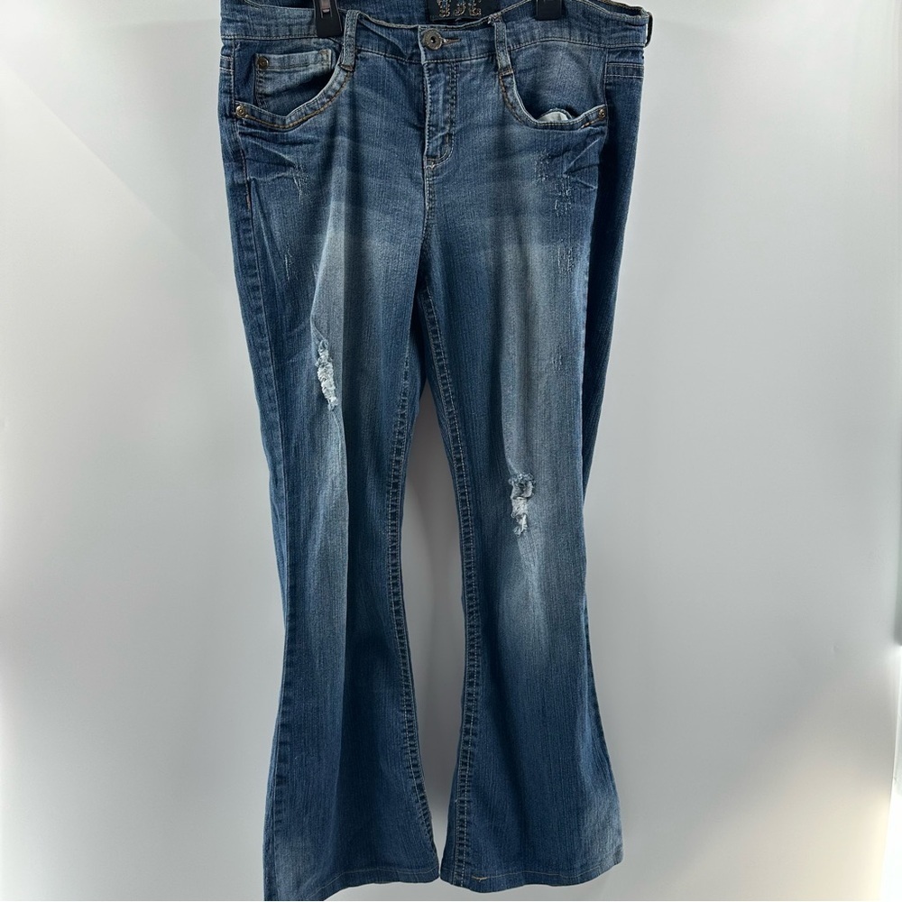 TJC Truce Jean Company Y2K Straight Jeans – Mid Rise, Medium/Dark Wash, Size 12 - Picture 2 of 9